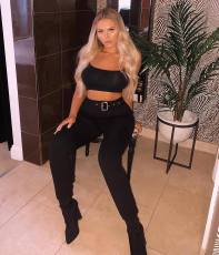Black Cargo Pants With Belt Long Pencil Trousers LSL-6298