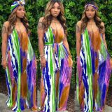 Sexy Printed Spaghetti Strap Loose Maxi Dresses SMR-9365