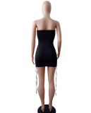 Side Lace-up Strapless Bandage Black Dress LSL-6088