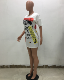 Letter Short Sleeve T Shirt Dress TR-791