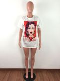 Casual Printed Short Sleeve O Neck T Shirt Dresses LA-3120