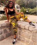 Camouflage Print Pocket Belted Long Pants LSL-6114