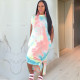 Tie Dye Print Split Side Short Sleeve O Neck Maxi Dresses TE-3810