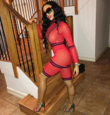 Sexy Mesh Long Sleeve Skinny Rompers LA-3021