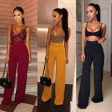 Solid High Waist Wide Leg Long Pants BN-9178