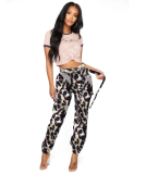 Camouflage Print Pocket Belted Long Pants LSL-6114