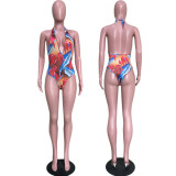 Sexy Printed Halter One Piece Swimsuit ORY-5104