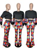 Plus Size Colorful Plaid Print Long Pants WSM-5046