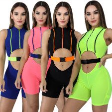 Sexy Sleeveless Buckle Hollow Skinny Playsuits LA-3119