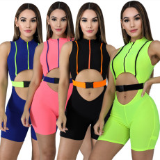 Sexy Sleeveless Buckle Hollow Skinny Playsuits LA-3119
