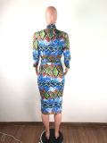 Sexy Snake Skin Print Bodycon Midi Dresses LA-3071