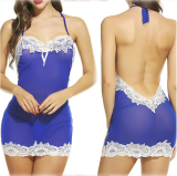 Sexy Backless Transparent Lace Babydoll Lingerie YQ-386