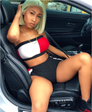Wrapped Chest Red White Block Shorts Suits LSL-6107