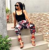 Camouflage Print Pocket Belted Long Pants LSL-6114
