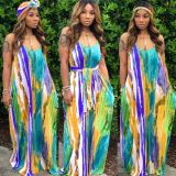 Sexy Printed Spaghetti Strap Loose Maxi Dresses SMR-9365