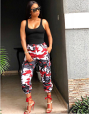 Camouflage Print Pocket Belted Long Pants LSL-6114
