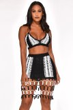 Sexy Knitting Haler Hollow Out Two Piece Skirt Set OSM-4072