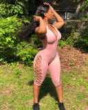 Sexy Hollow Out Sleeveless Zip Skinny Jumpsuits YH-5041