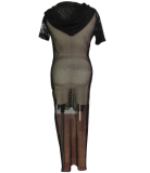 High Slits Black Mesh Smock Cardigan BN-9069