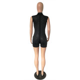 Sexy Rhinestone Sleeveless Skinny Playsuit NK-8357