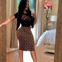 Short Sleeve Patchwork Print Midi Dress TE-3665