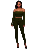 Sexy Off Shoulder Tight Pants Sets Two Pieces TE-3307