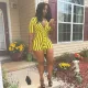 Striped V-Neck Short Sleeve Belt Romper MAE-116