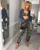Camouflage Print Pocket Belted Long Pants LSL-6114