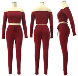 Sexy Off Shoulder Tight Pants Sets Two Pieces TE-3307