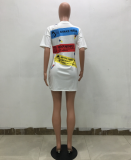 Letter Short Sleeve T Shirt Dress TR-791