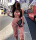 Striped Bow Knot Crop Tops Pants Set HM-6010
