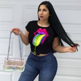 Lips Print Casual Short Sleeve T Shirts LM-8053