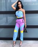 Casual Patchwork Strapless Jumpsuits LA-3100