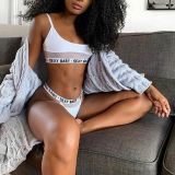 Sexy Letter Patchwork Underwear G-String Lingerie Set YQ-899
