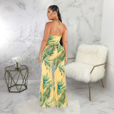 Sexy Printed V Neck Strappy Sleeveless Jumpsuits SMR-9306