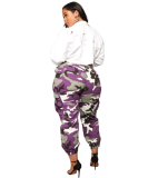 Camouflage Print Pocket Belted Long Pants LSL-6114