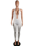 Sexy Deep V Sleeveless White Bandage Jumpsuit MK-2010