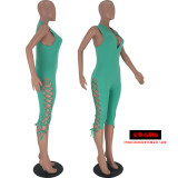 Sexy Hollow Out Sleeveless Zip Skinny Jumpsuits YH-5041