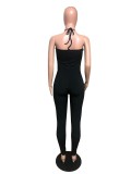 Black Sexy Off Shoulder Lace Up Bodycon Jumpsuit QZX-6054