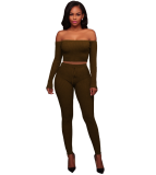Sexy Off Shoulder Tight Pants Sets Two Pieces TE-3307