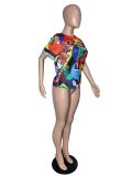 Novelty Print O Neck Short Sleeve T Shirt WSM-5055