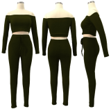 Sexy Off Shoulder Tight Pants Sets Two Pieces TE-3307