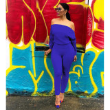 Solid Off Shoulder Long Sleeve Jumpsuits ASL-6193