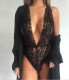 Black Perspective Lace Bodysuit Teddy Lingerie YQ-228