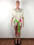 Casual Short Sleeve O Neck Mini T Shirt Dresses LA-3107