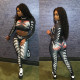 Trendy Printed Long Sleeve Bodycon 2 Piece Pants Set BN-9199