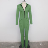 Casual Long Sleeve Front Zipper Bodycon Jumpsuits SMR-9371