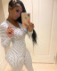 Sexy Dot Print V Neck Long Sleeve Jumpsuits NIK-050