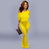 Solid Color Batwing Sleeve One Piece Jumpsuits YS-8388