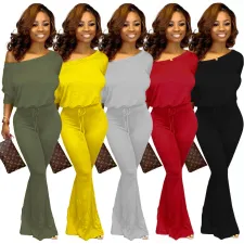 Solid Color Batwing Sleeve One Piece Jumpsuits YS-8388